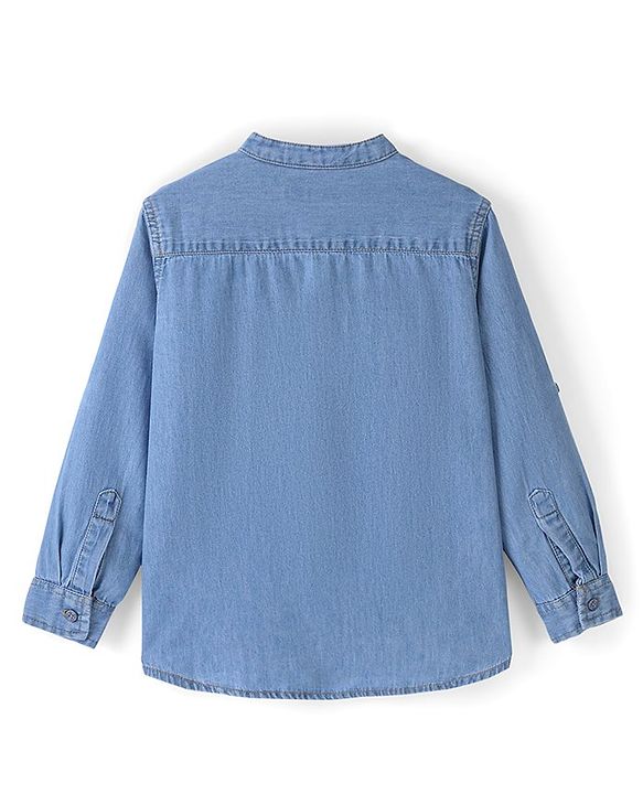 Pine Kids 100% Cotton Full Sleeves Denim Kurta Shirt - Blue