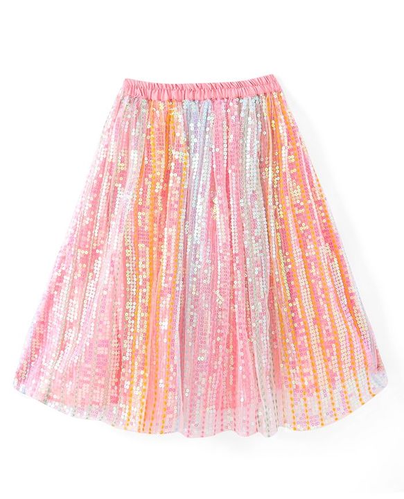 Babyhug Sleeveless Sequined Embroidered Choli Lehenga and Dupatta Set - Pink & White