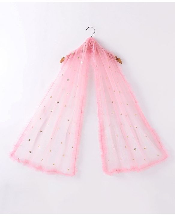 Babyhug Sleeveless Sequined Embroidered Choli Lehenga and Dupatta Set - Pink & White