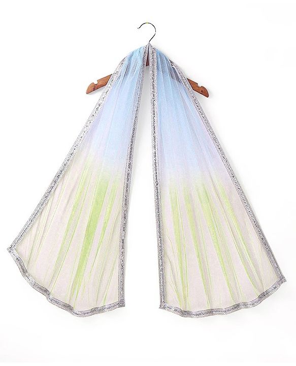 Babyhug Sleeveless Choli With Lehenga And Dupatta Set Sequenced Embroidered - Aqua Green