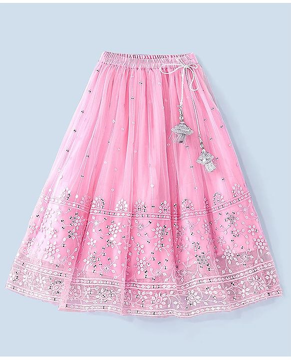 Babyhug Sleeveless Sequenced Embroidered Choli Lehenga and Dupatta Set - Pink