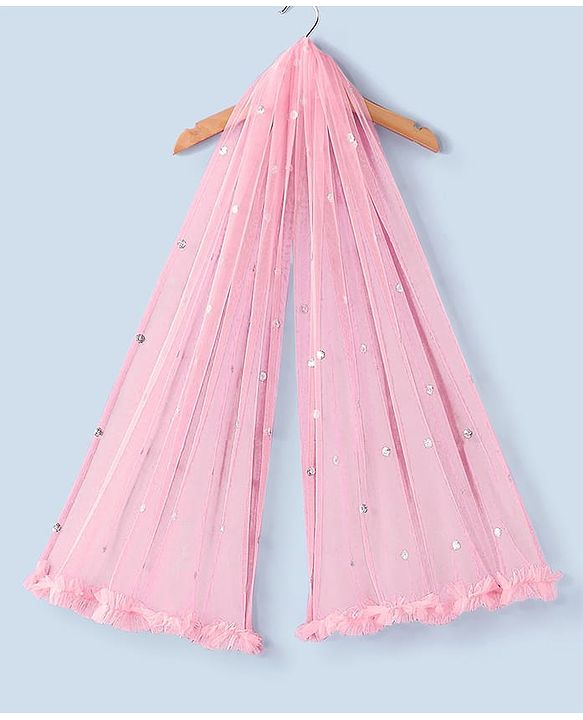 Babyhug Sleeveless Sequenced Embroidered Choli Lehenga and Dupatta Set - Pink