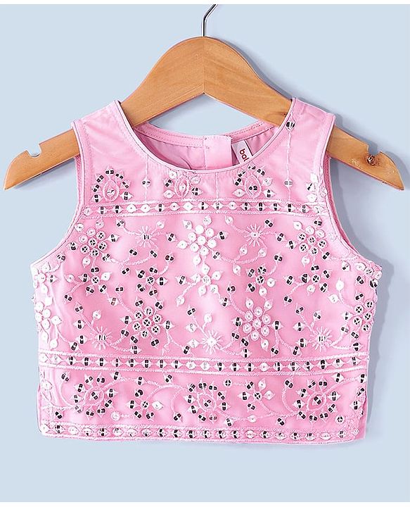 Babyhug Sleeveless Sequenced Embroidered Choli Lehenga and Dupatta Set - Pink