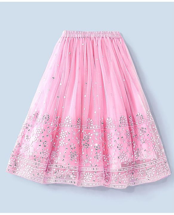 Babyhug Sleeveless Sequenced Embroidered Choli Lehenga and Dupatta Set - Pink