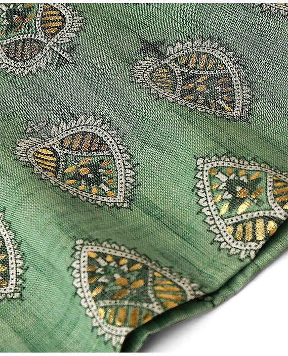 Babyhug Three Fourth Sleeves Rayon Printed Kurta And Pant with Sequenced Dupatta Embroidered Design - Green