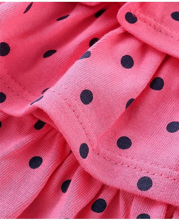Babyhug 100% Sleeveless Cotton Top & Leggings Set Polka Dot Print- Pink & Navy Blue