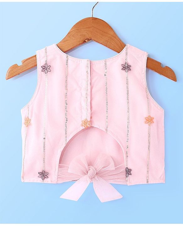 Babyhug Sleeveless Sequenced Embroidered Choli With Lehenga And Dupatta Set- Pink