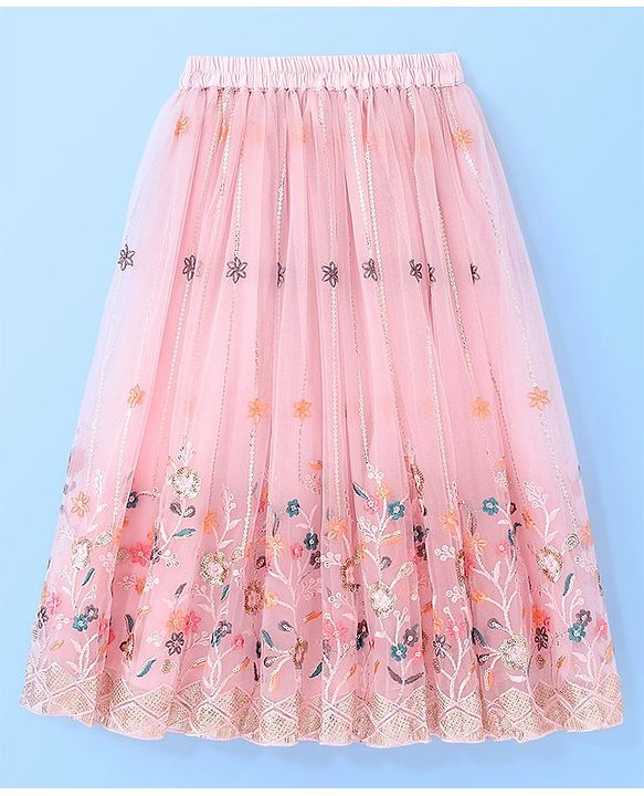 Babyhug Sleeveless Sequenced Embroidered Choli With Lehenga And Dupatta Set- Pink