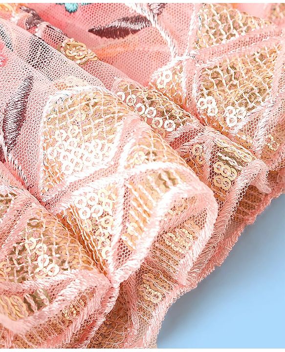 Babyhug Sleeveless Sequenced Embroidered Choli With Lehenga And Dupatta Set- Pink
