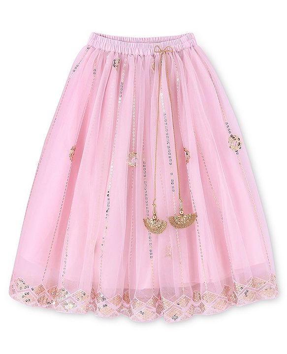Babyhug Sleeveless Sequenced Embroidered Choli With Lehenga And Dupatta Set- Pink