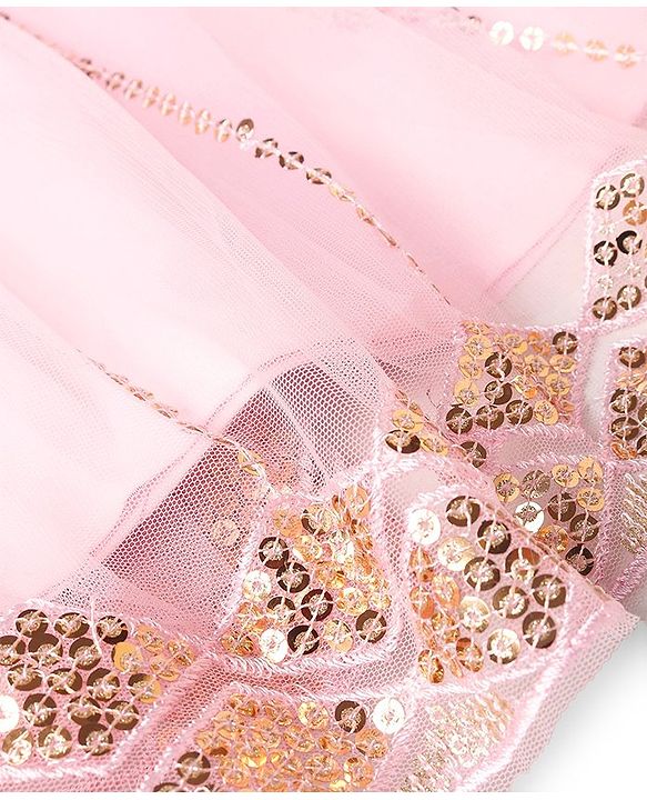 Babyhug Sleeveless Sequenced Embroidered Choli With Lehenga And Dupatta Set- Pink