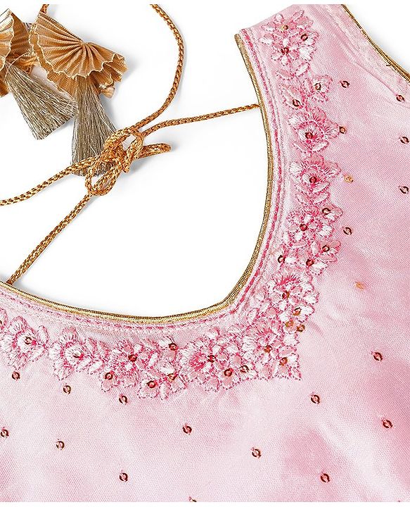 Babyhug Sleeveless Sequenced Embroidered Choli With Lehenga And Dupatta Set- Pink