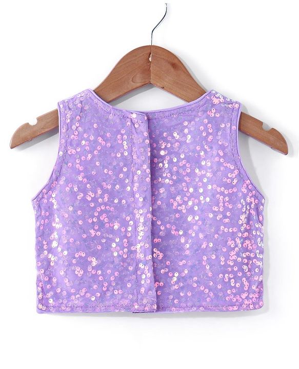 Babyhug Sleeveless Sequined Embroidered Choli with Lehenga and Dupatta  - Lavender