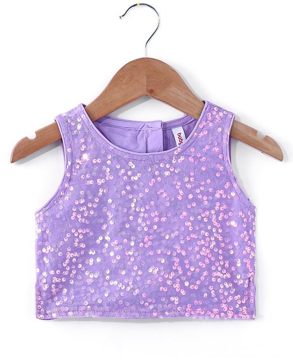 Babyhug Sleeveless Sequined Embroidered Choli with Lehenga and Dupatta  - Lavender