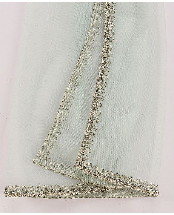 Babyhug Sleeveless Sequenced Embroidered Choli With Lehenga And Dupatta Set- Aqua
