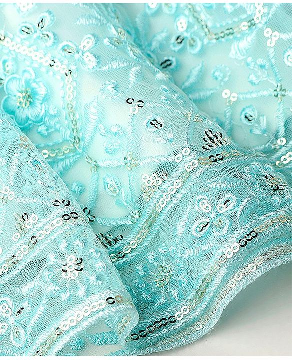 Babyhug Sleeveless Sequenced Embroidered Choli With Lehenga And Dupatta Set- Aqua