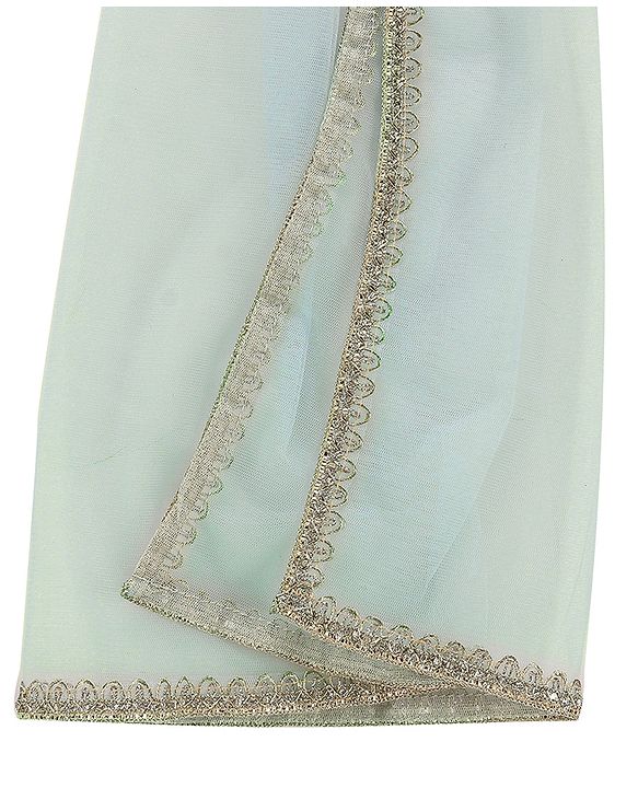 Babyhug Sleeveless Sequenced Embroidered Choli With Lehenga And Dupatta Set- Aqua