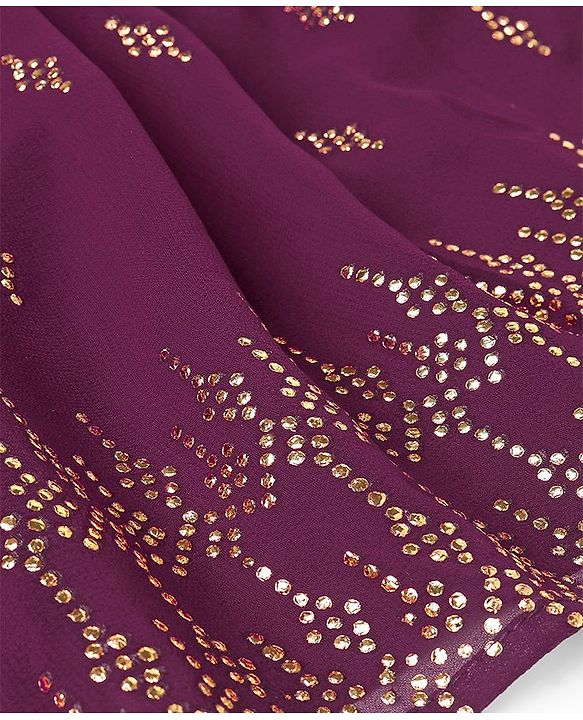 Babyhug Three Fourth Sleeves Rubber Print Kurti With Gharara And Net Dupatta- Purple