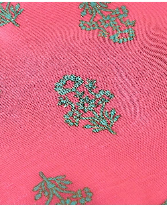 Babyhug Sleeveless 2 Tone Printed Kurti With Salwar & Chiffon Dupatta- Fuschia & Turquoise