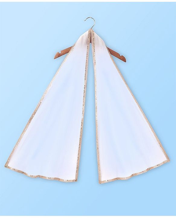 Babyhug Sleeveless Floral Printed & Embroidered Choli With Lehenga And Dupatta- White Blue & Pink