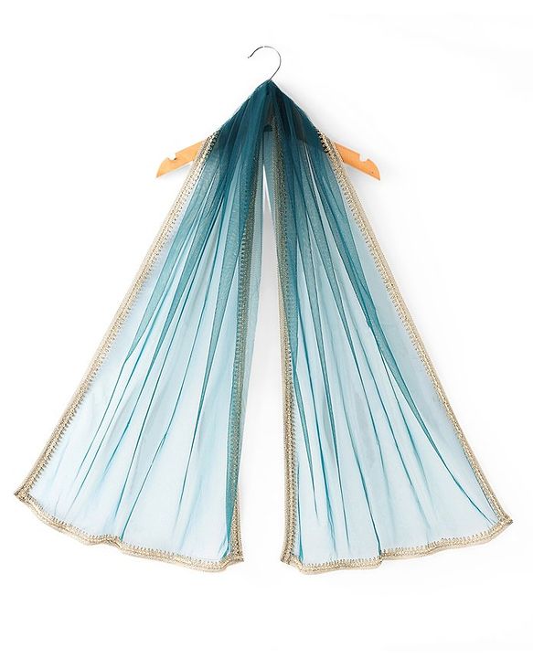 Babyhug Sleeveless Embroidered Choli Lehenga and Dupatta Set - Teal Blue