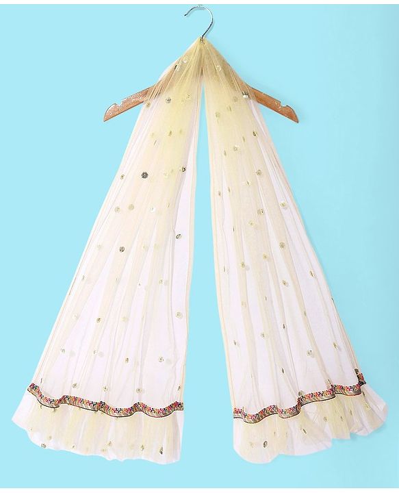 Babyhug Sleeveless Choli with Lehenga and Dupatta Floral Print & Embroidery - Lime