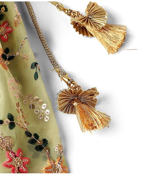 Babyhug Sleeveless Choli with Lehenga and Dupatta Floral Print & Embroidery - Lime