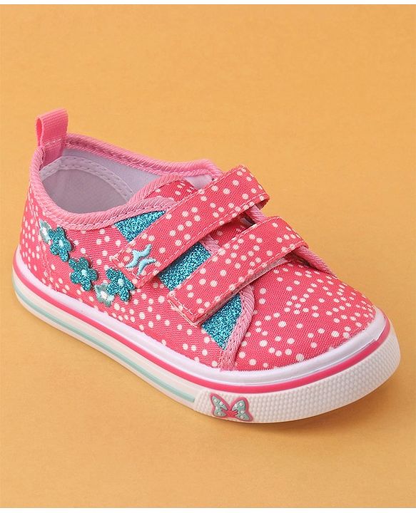 Cute Walk by Babyhug Double Velcro Closure with Floral Detailing Casual Shoes - Pink
