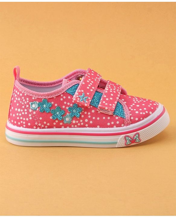 Cute Walk by Babyhug Double Velcro Closure with Floral Detailing Casual Shoes - Pink