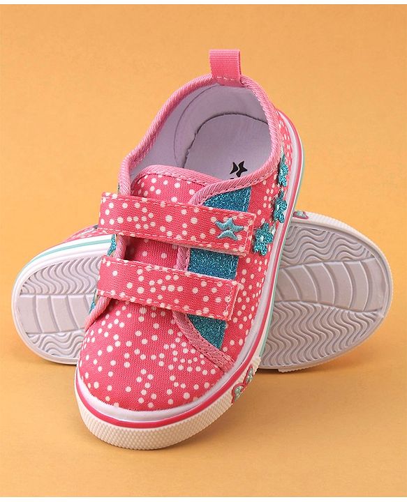 Cute Walk by Babyhug Double Velcro Closure with Floral Detailing Casual Shoes - Pink