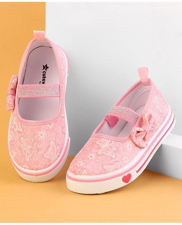 Cute Walk by Babyhug Glitter Embroidered Casual Shoes - Pink