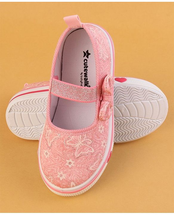 Cute Walk by Babyhug Glitter Embroidered Casual Shoes - Pink