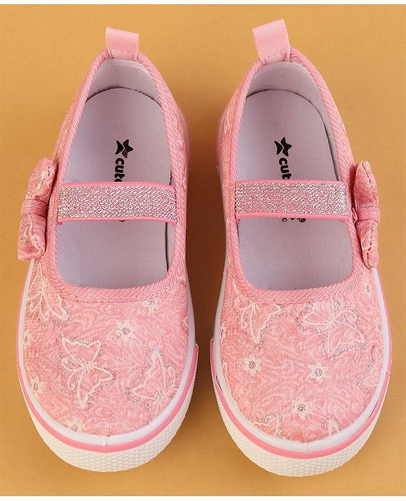 Cute Walk by Babyhug Glitter Embroidered Casual Shoes - Pink
