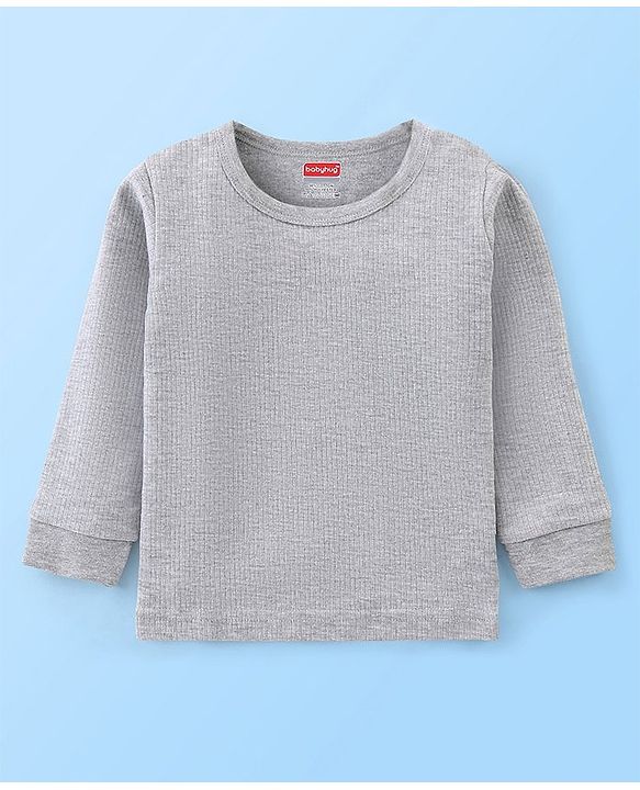 Babyhug Full Sleeves Thermal Vest - Light Grey