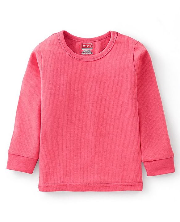 Babyhug Cotton Full Sleeves Solid Thermal Vest- Coral