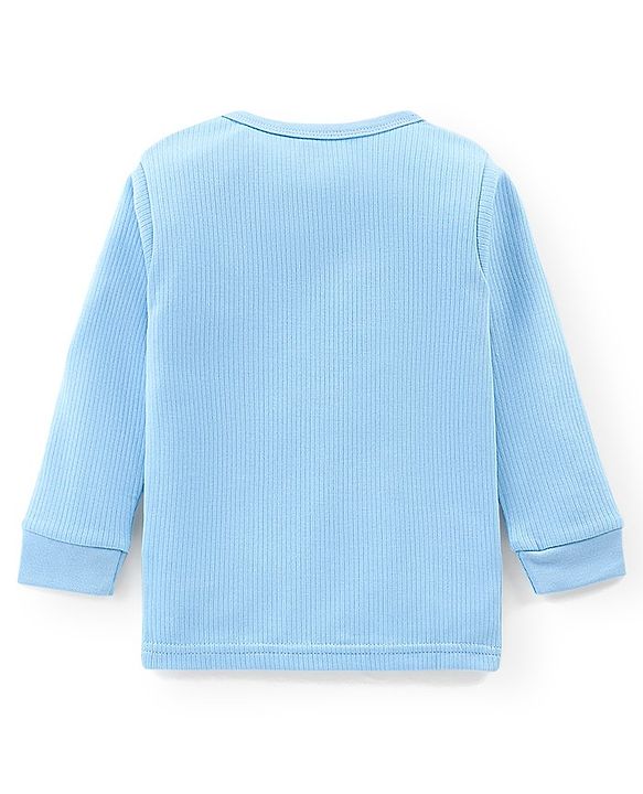 Babyhug Cotton Full Sleeves Solid Thermal Vest- Blue