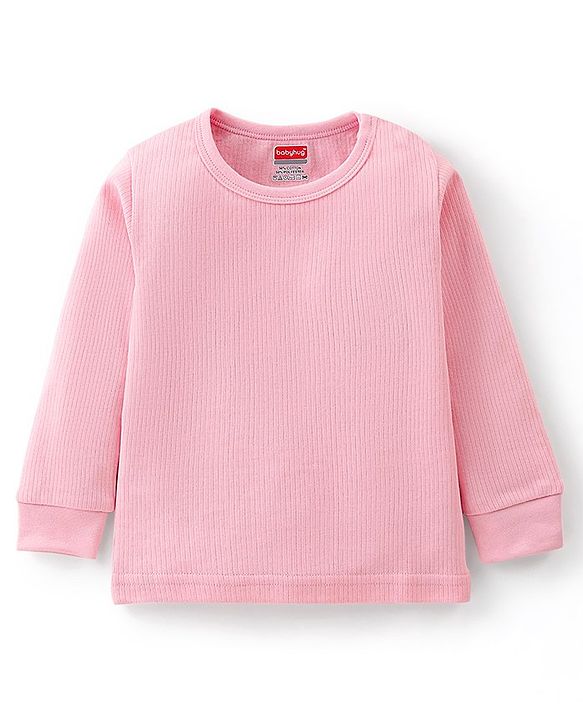 Babyhug Cotton Full Sleeves Solid Thermal Vest- Pink