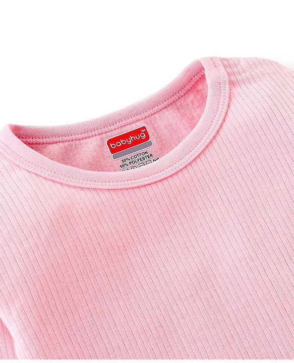 Babyhug Cotton Full Sleeves Solid Thermal Vest- Pink