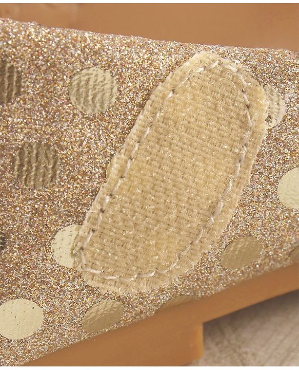 Cute Walk by Babyhug Front Strap Closure Bellies with Butterfly Applique and Foil Work - Golden