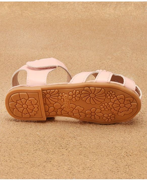 Cute Walk by Babyhug Velcro Closure Peep Toes with Floral Applique - Pink