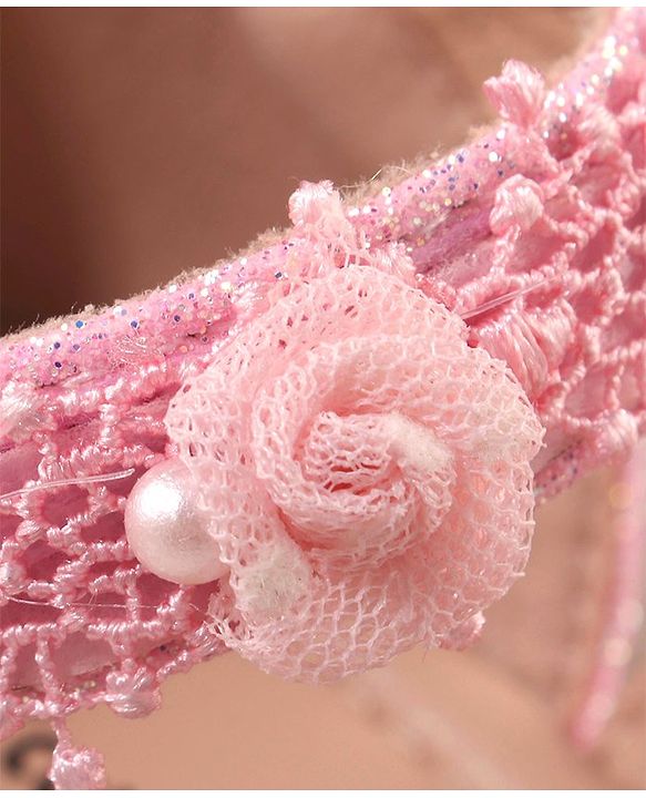 Cute Walk by Babyhug Velcro Closure Bellies with Lace Floral & Pearl Detailing - Pink