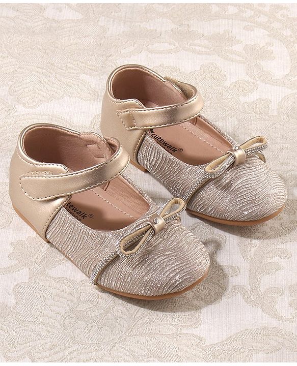 Cute Walk by Babyhug Bellies with Velcro Closure with Bow Applique - Golden