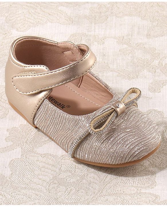 Cute Walk by Babyhug Bellies with Velcro Closure with Bow Applique - Golden