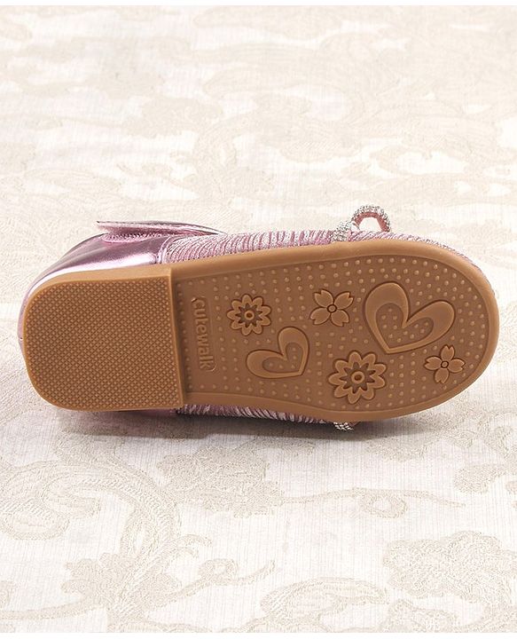 Cute Walk by Babyhug Bellies with Velcro Closure with Bow Applique - Golden