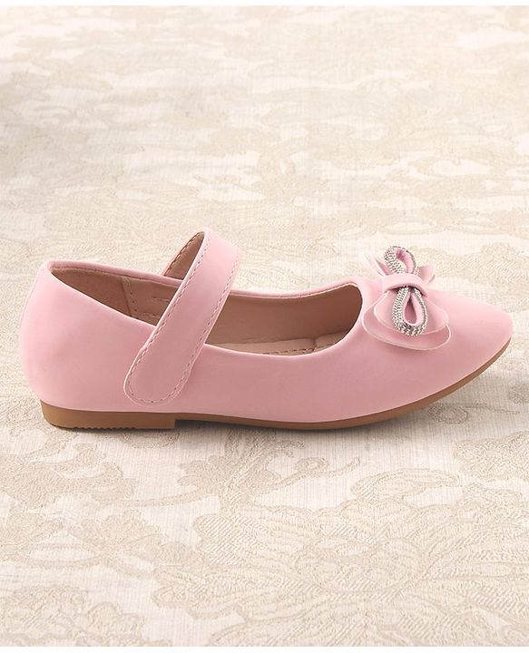 Cute Walk by Babyhug Studded & Bow Applique Bellies with Velcro Closure - Pink