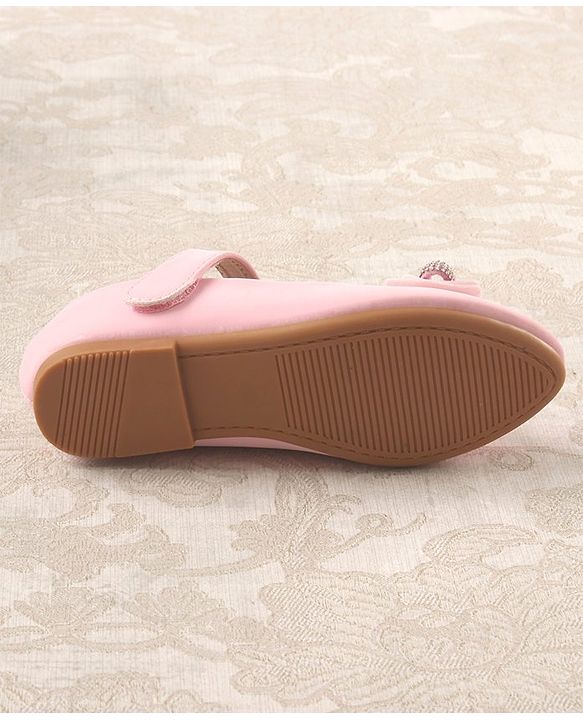 Cute Walk by Babyhug Studded & Bow Applique Bellies with Velcro Closure - Pink