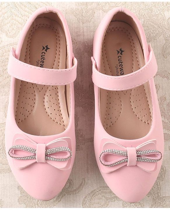 Cute Walk by Babyhug Studded & Bow Applique Bellies with Velcro Closure - Pink