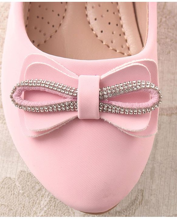 Cute Walk by Babyhug Studded & Bow Applique Bellies with Velcro Closure - Pink