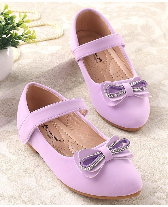 Cute Walk by Babyhug Studded & Bow Applique Bellies with Velcro Closure - Purple