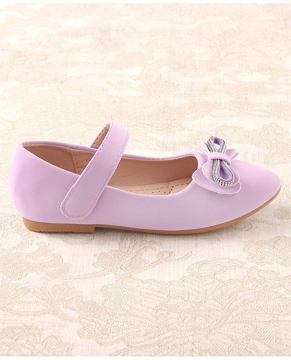 Cute Walk by Babyhug Studded & Bow Applique Bellies with Velcro Closure - Purple